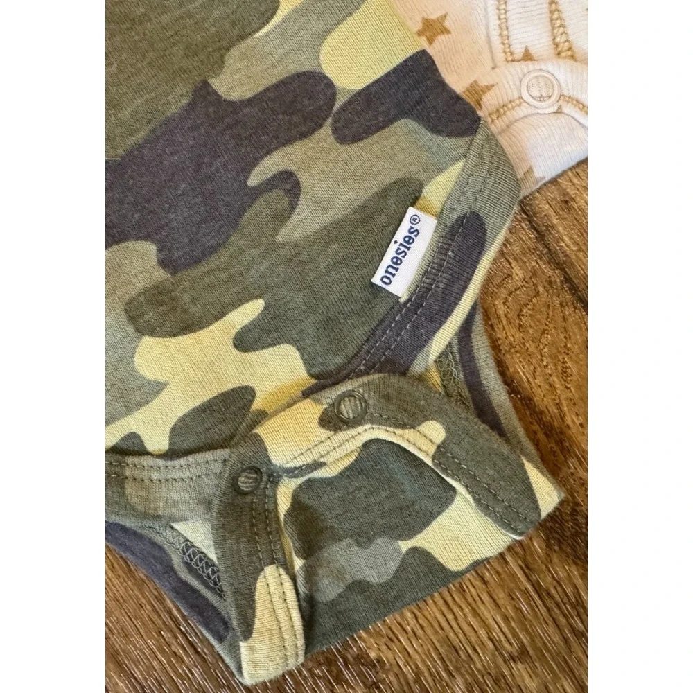 Gerber Baby Boy Preemie Bodysuits Short Sleeve Camouflage Tee Clothes Lot Reborn